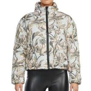 NEW Badgley Mischka Vintage Print Puffer Coat, Size L